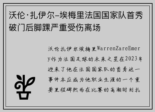 沃伦·扎伊尔-埃梅里法国国家队首秀破门后脚踝严重受伤离场 沃伦·扎伊尔-埃梅里法国国家队首秀破门后脚踝严重受伤离场